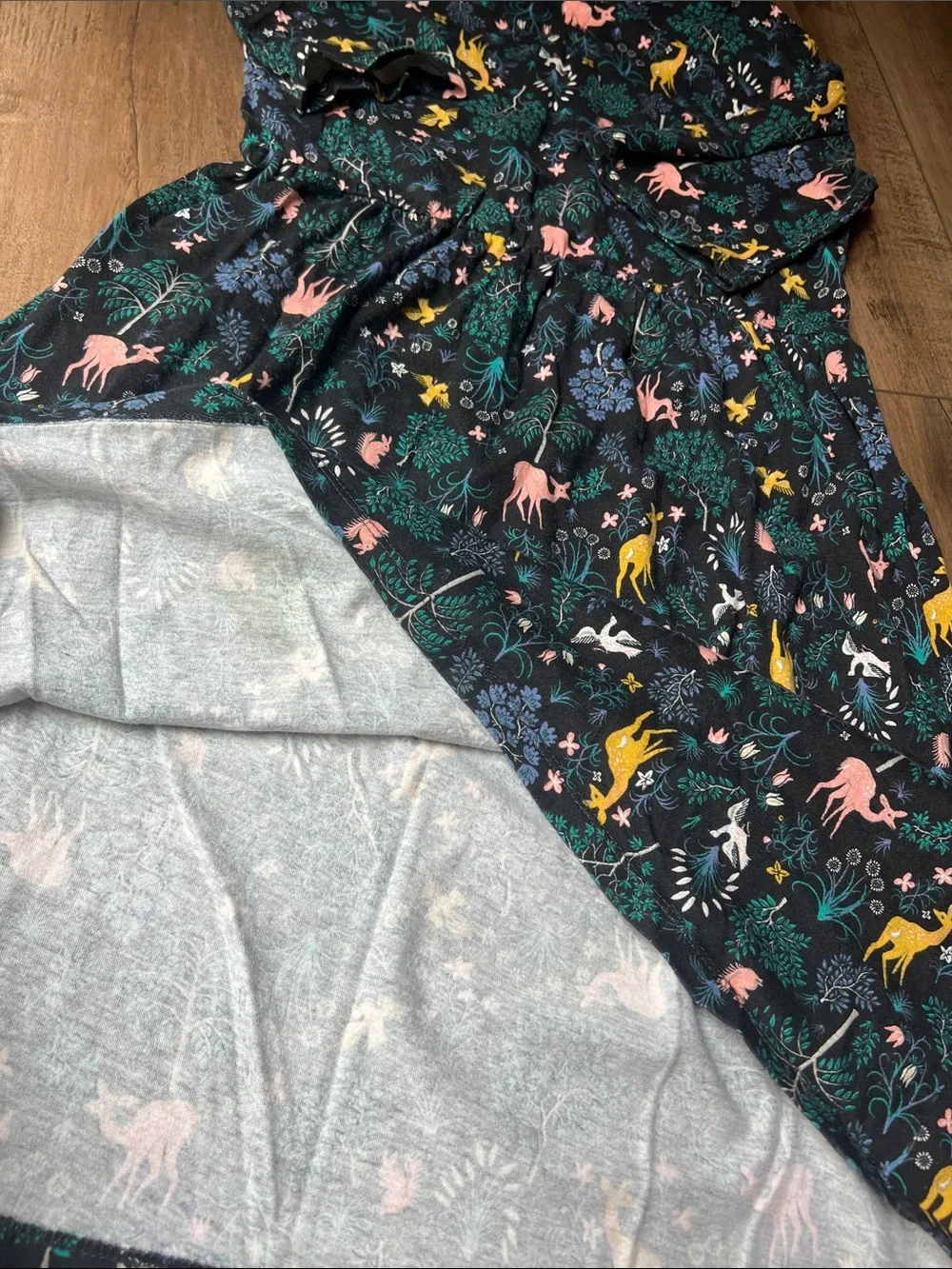 Old Navy Black Dress with Pink, Yellow & Blue Animal Floral Print